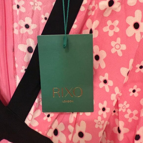 RIXO LONDON TANIA FLORAL PINK, BLACK, WHITE MIDI MAXI DRESS NEW WITH TAGS (NWT) - Picture 6 of 14